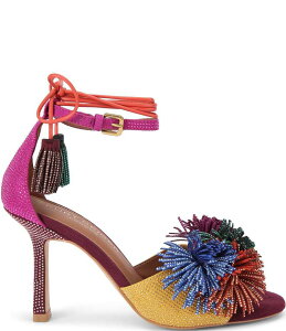 J[gWFCK[h fB[X V[Y T_ bvs[XG[h AN Kurt Geiger London Suedembellished Pom-Pom Tassel Ankle Wrap Dressandals Open Red bh