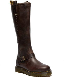 hN^[}[` fB[X V[Y u[cECu[c U[ Dr. Martens Women's Anistone Knee High Biker Leather Boots Dark Brown uE