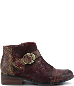 eBXe fB[X V[Y u[cECu[c U[ L'ARTISTE Georgiana Hand Painted Leather Buckle Hardware Strap Booties Purple Multi p[v