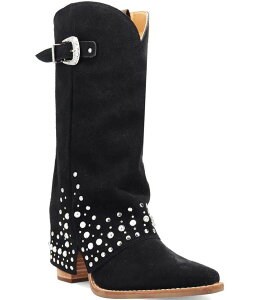 fBS fB[X V[Y u[cECu[c XG[h Dingo Howdy Honey Suede Rhinestone Cuff Western Boots Black ubN