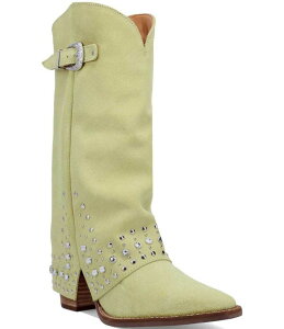 �f�B���S ���f�B�[�X �V���[�Y �u�[�c�E���C���u�[�c �X�G�[�h Dingo Howdy Honey Suede Rhinestone Cuff Western Boots Lime ���C��