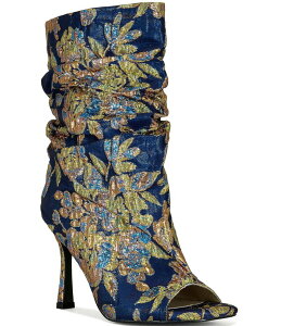 AUA  fB[X V[Y u[cECu[c t[ t[ Azalea Wang Rozsi Floral Peep Toe Mid Calf Boots Blue/Multi u[