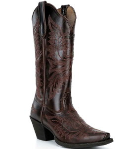 �A���A�g ���f�B�[�X �V���[�Y �u�[�c�E���C���u�[�c �g�[�� ���U�[ Ariat Women's Round Up Leather Tall Western Boots Dark Mahogany