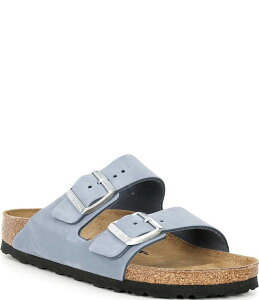 �r���P���V���g�b�N ���f�B�[�X �V���[�Y �T���_�� �X�G�[�h Birkenstock Women's Arizona Suede Banded Slide Sandalstone Blue �u���[