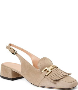 u[m}O fB[X V[Y q[ XG[h [t@[ Bruno Magli Olive Suede Kiltie Bit Buckle Loafer Pumps Taupe g[v