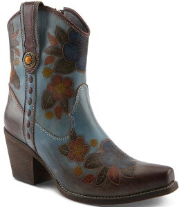 eBXe fB[X V[Y u[cECu[c t[ U[ t[ L'ARTISTE Cahoots Leather Hand Painted Floral Western Boots Blue Multi u[