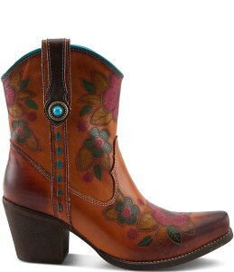eBXe fB[X V[Y u[cECu[c t[ U[ t[ L'ARTISTE Cahoots Leather Hand Painted Floral Western Boots Camel Multi L