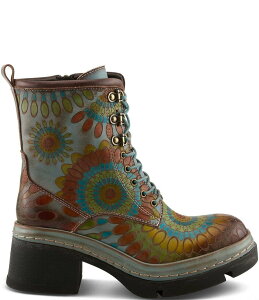 eBXe fB[X V[Y u[cECu[c t[ U[ t[ L'ARTISTE Carnivaleather Hand Painted Floral Booties Blue Multi u[