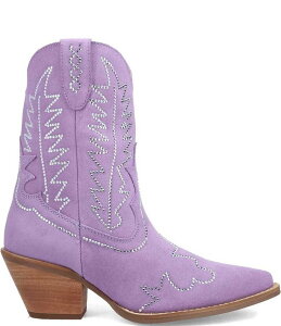 �f�B���S ���f�B�[�X �V���[�Y �u�[�c�E���C���u�[�c �X�G�[�h Dingo Tiny Pony Suede Rhinestone Mid Calf Western Boots Lavender ���x���_�[
