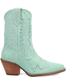 �f�B���S ���f�B�[�X �V���[�Y �u�[�c�E���C���u�[�c �X�G�[�h Dingo Tiny Pony Suede Rhinestone Mid Calf Western Boots Mint �~���g