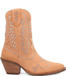 �f�B���S ���f�B�[�X �V���[�Y �u�[�c�E���C���u�[�c �X�G�[�h Dingo Tiny Pony Suede Rhinestone Mid Calf Western Boots Peach �s�[�`