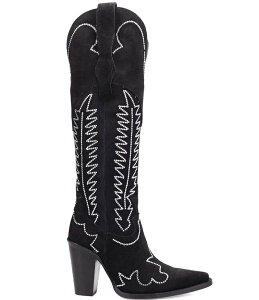 �f�B���S ���f�B�[�X �V���[�Y �u�[�c�E���C���u�[�c �X�G�[�h Dingo Double Take Suede Rhinestone Western Boots Black �u���b�N