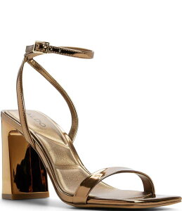 �A���h ���f�B�[�X �V���[�Y �T���_�� �g�[�� ALDO Azzira Metallic Mirror Patent Square Toe Dressandals Bronze ���^���b�N
