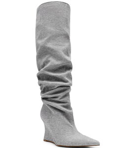 �X�e�B�[�u �}�f�� ���f�B�[�X �V���[�Y �T���_�� �u�[�c Steve Madden Distortion Scrunched Knee High Wedge Boots Grey �O���[