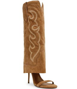 �X�e�B�[�u �}�f�� ���f�B�[�X �V���[�Y �u�[�c�E���C���u�[�c �X�G�[�h Steve Madden Ravine Suede Western Knee High Open Toe Boots Tan �^��