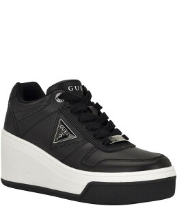 QX fB[X V[Y Xj[J[ vbgtH[ Guess Rozinn Platform Wedge Sneakers Black/White zCg