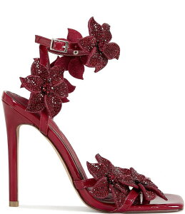 �A�U���A ���� ���f�B�[�X �V���[�Y �T���_�� Azalea Wang Romi Rhinestone Flower Dressandals Dark Cherry