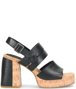 R[NC[Y fB[X V[Y T_ U[ }LV q[ Kork-Ease Maxi Leather Banded Color-Blocked Cork Heel Sandals Black ubN