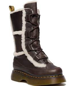 hN^[}[` fB[X V[Y u[cECu[c [X U[ Dr. Martens Women's Buzz Lace Up Leather Faux Fur Lined Mid Boots Dark Brown uE