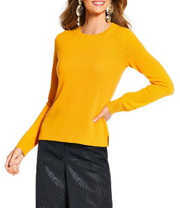 �A���g�j�I �����[�j ���f�B�[�X �A�E�^�[ �j�b�g�E�Z�[�^�[ �N���[�l�b�N Antonio Melani x The Nat Note Cameron Luxury Cashmere Crew Neck Long Sleeve Knit Sweater Golden Glow