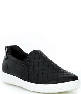 �G�R�[ ���f�B�[�X �V���[�Y �X�j�[�J�[ �L���e�B���O ���U�[ ECCO Soft 7 Quilted Leather Slip On Sneakers Black �u���b�N