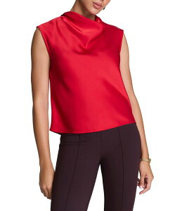 �X�p���N ���f�B�[�X �g�b�v�X �V���c �h���[�v �m�[�X���[�u Spanx Woven Sleeveless Drape Neckline Top Spanx Red ���b�h
