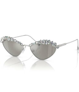 XtXL[ fB[X ANZT[ TOXEACEFA Swarovski SK7009 55mm Crystal Mirrored Statement Cat Eye Sunglassesilver Vo[