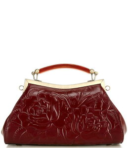 �p�g���V�A�i�V�� ���f�B�[�X �o�b�O �t�����[�� �t�����[ Patricia Nash Kelmscot Floral Embossed Top Handle Convertible Bag Ox Blood �I�b�N�X�u���b�h