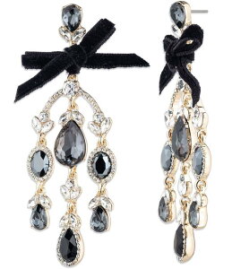 WoV[ fB[X ANZT[ sAXECO xxbg Givenchy Gold Tone Jet Velvet Bow Chandelier Earrings Jet S[h