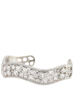 �Z�U���k ���f�B�[�X �A�N�Z�T���[ �u���X���b�g�E�o���O���E�A���N���b�g C by Cezanne Wavy Stone Cuff Bracelet Silver/CZ �V���o�[