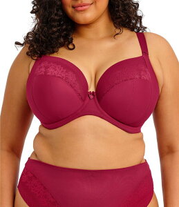 �G���~ ���f�B�[�X �A���_�[�E�F�A �u���W���[ ���[�X Elomi Nerina Full Busted Underwire Stretch Lace Plunge Bra Rouge