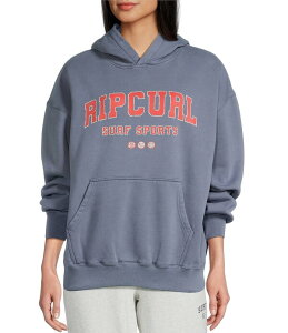 ���b�v�J�[�� ���f�B�[�X �A�E�^�[ �p�[�J�[�E�X�E�F�b�g Rip Curl Varsity Sports Long Sleeve Oversized Hoodie Blue Grey �O���[