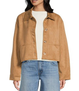 u[yby[u[ybp[ fB[X AE^[ WPbgEu] XG[h Nbvh Blu Pepper Suede Collared Button Front Cropped Jacket Camel L