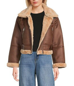 W[r[ fB[X AE^[ WPbgEu] XG[h GB Faux Fur Belted Faux Suede Jacket Brown Tan uE