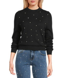 �V�O�l�`���[�G�C�g ���f�B�[�X �A�E�^�[ �j�b�g�E�Z�[�^�[ Signature 8 Cashmere Blend Rhinestone Allover Sweater Black �u���b�N