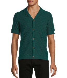 �����m �����Y �A�E�^�[ �j�b�g�E�Z�[�^�[ �g�[�� Murano Big & Tall Shape of Water Collection Textured Short Sleeve Camp Sweater Cypress Green �O���[��