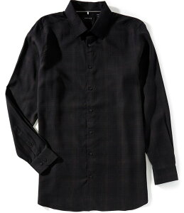 �y���[�G���X �����Y �g�b�v�X �V���c �g�[�� Perry Ellis Big & Tall Plaid Tencelong Sleeve Woven Shirt Volcanic Ash �A�b�V��