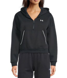 A_[A[}[ fB[X AE^[ p[J[EXEFbg t[X Under Armour Coordinating Rival Fleece Piped Long Sleeve 1/2 Zip Hoodie Black/White zCg