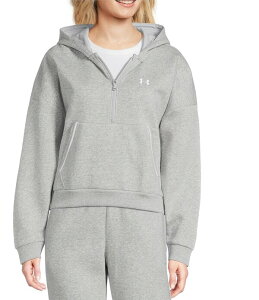 A_[A[}[ fB[X AE^[ p[J[EXEFbg t[X Under Armour Coordinating Rival Fleece Piped Long Sleeve 1/2 Zip Hoodie Mod Gray Light Heather/White zCg