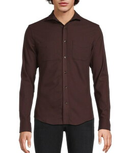 �����m �����Y �g�b�v�X �V���c �X�����t�B�b�g�[�� Murano Big & Tall Slim Fit Solid Long Sleeve Woven Shirt Deep Wine ���C��