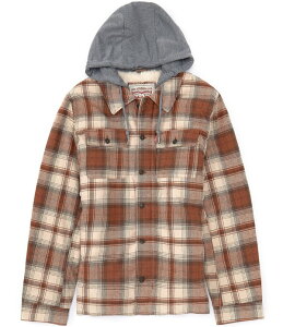 [oCX Y AE^[ WPbgEu] t[fbhWPbg Rbg W[W[ Levi'sR Long Sleeve Plaid Cotton Shacket Jersey Hooded Jacket Ombre Brown uE