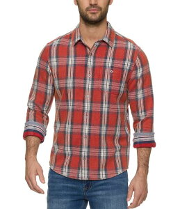 �t���b�O �A���h �A���Z�� �����Y �g�b�v�X �V���c Flag and Anthem Sheffield Plaid Long Sleeve Flannel Shirt Red/Navy/White �z���C�g