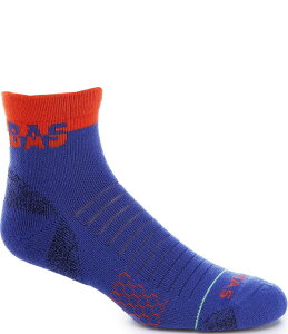 �{���o�X �����Y �A���_�[�E�F�A �C�� �E�[�� ���S Bombas Logo Merino Wool Blend Hiking Quarter Socks Lava/Blue �u���[