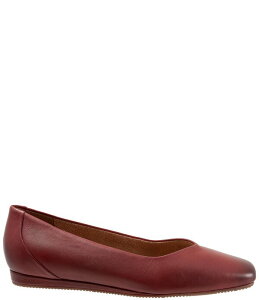 �\�t�g�E�H�[�N ���f�B�[�X �V���[�Y �p���v�X ���U�[ SoftWalk Vellore Leather Square Toe Flats Dark Red ���b�h