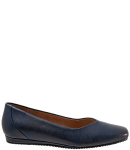 �\�t�g�E�H�[�N ���f�B�[�X �V���[�Y �p���v�X ���U�[ SoftWalk Vellore Leather Square Toe Flats Navy �l�C�r�[