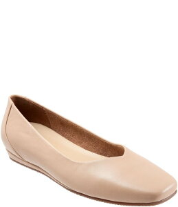 �\�t�g�E�H�[�N ���f�B�[�X �V���[�Y �p���v�X ���U�[ SoftWalk Vellore Leather Square Toe Flats Nude