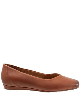 �\�t�g�E�H�[�N ���f�B�[�X �V���[�Y �p���v�X ���U�[ SoftWalk Vellore Leather Square Toe Flats Tan �^��