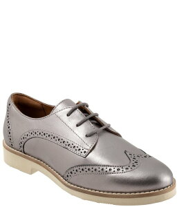 �\�t�g�E�H�[�N ���f�B�[�X �V���[�Y �I�b�N�X�t�H�[�h �u���[�O ���U�[ SoftWalk Women's Willet Leather Brogue Detail Oxfords Pewter Metallic �s���[�^�[