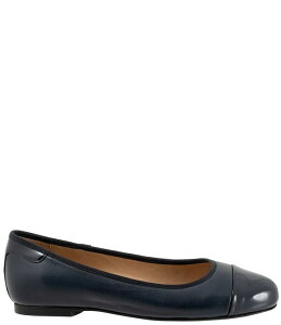 �g���b�^�[�Y ���f�B�[�X �V���[�Y �p���v�X �L���b�v ���U�[ Trotters Clara Leather Patent Cap Toe Flats Navy �l�C�r�[