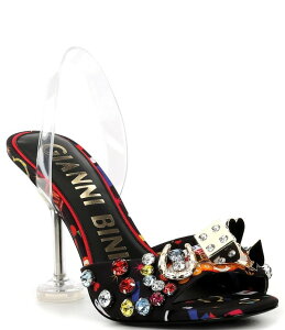 �W�����r�j ���f�B�[�X �V���[�Y �T���_�� �v�����g �q�[�� Gianni Bini Maverick Printed Casinornament Martini Heel Dressandals Black Multi �u���b�N